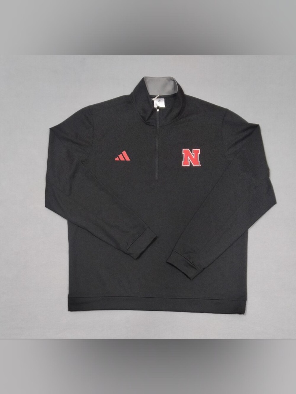Adidas Nebraska Cornhuskers Elevated 1/4 Zip Top JZ8571 Black Red Men's Size XL
